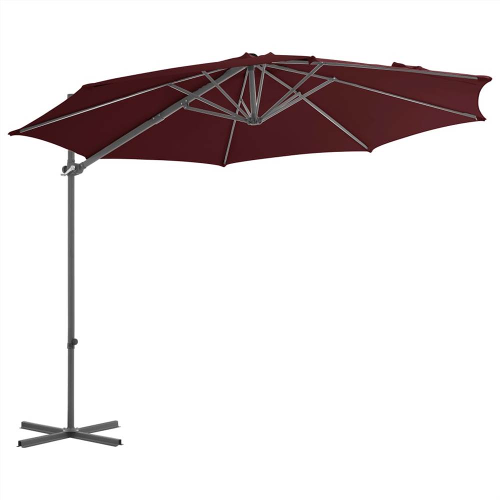 Cantilever Umbrella with Steel Pole Bordeaux Red 300 cm