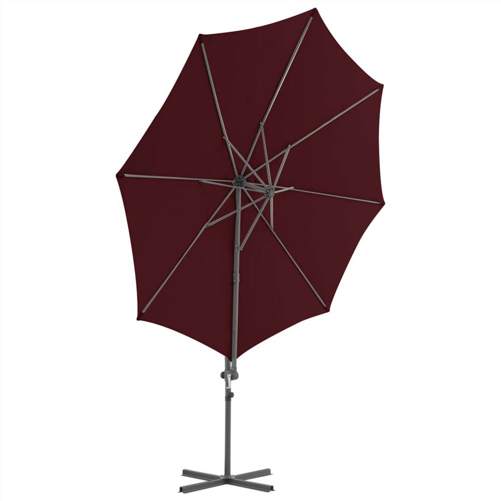 Cantilever Umbrella with Steel Pole Bordeaux Red 300 cm