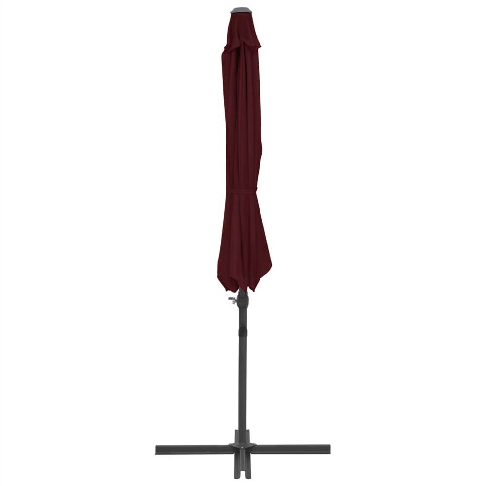 Cantilever Umbrella with Steel Pole Bordeaux Red 300 cm