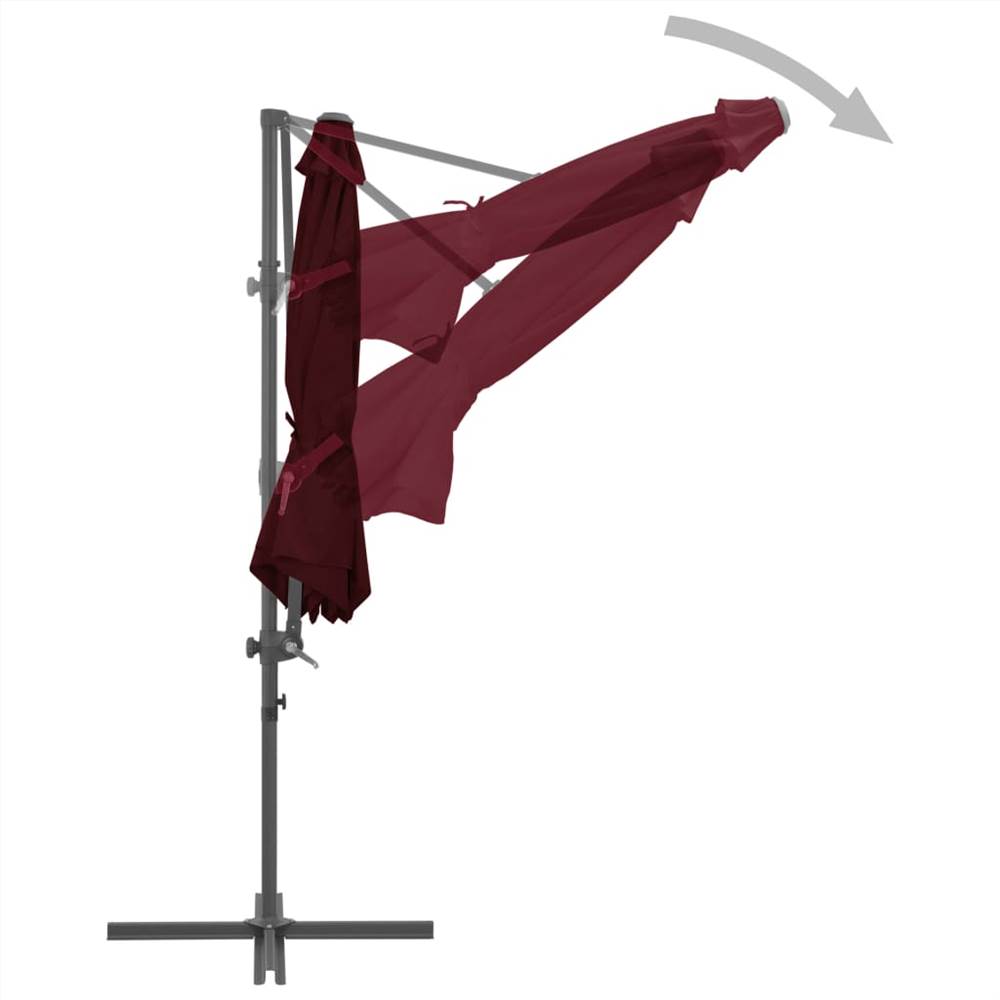 Cantilever Umbrella with Steel Pole Bordeaux Red 300 cm
