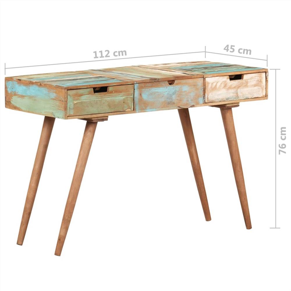 Dressing Table with Mirror 112x45x76 cm Solid Reclaimed Wood