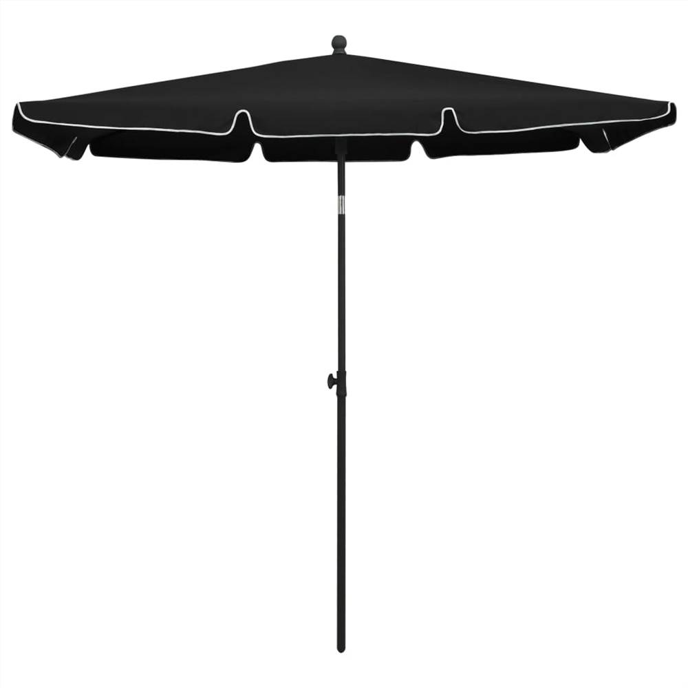 Garden Parasol with Pole 210x140 cm Black
