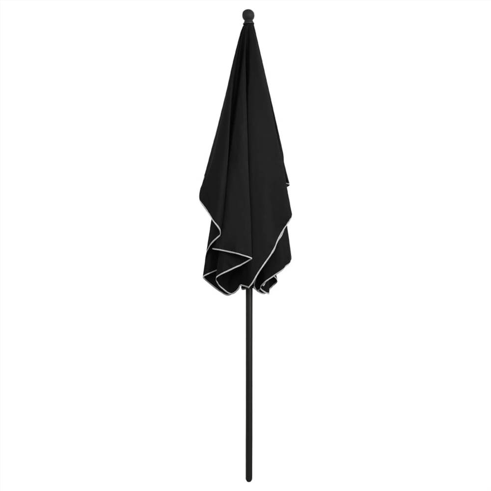 Garden Parasol with Pole 210x140 cm Black
