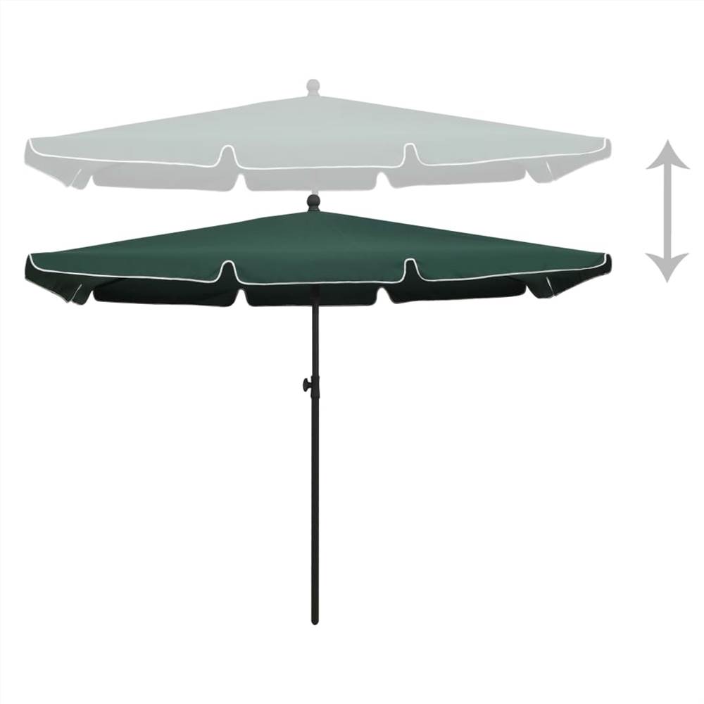 Garden Parasol with Pole 210x140 cm Green