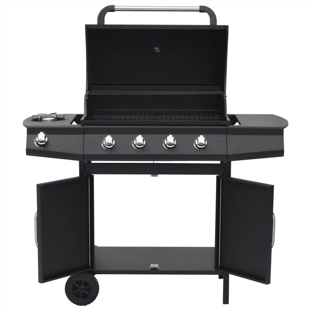 Gas Barbecue Grill 4+1 Cooking Zone Black