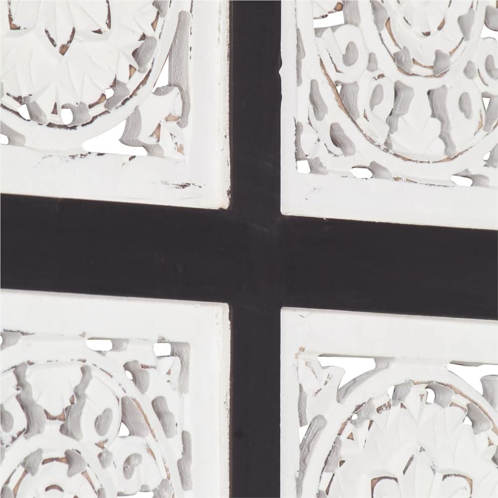 Hand-Carved Wall Panel MDF 40x80x1.5 cm Black and White