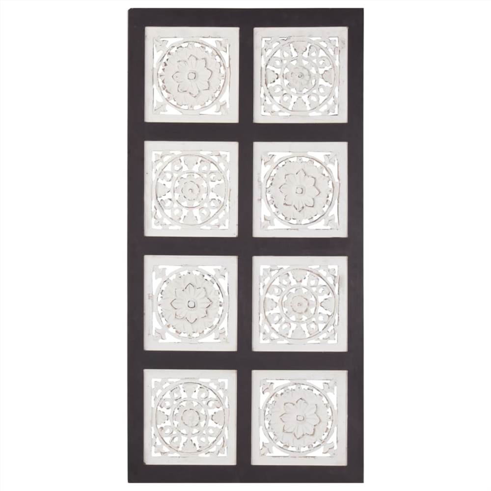 Hand-Carved Wall Panel MDF 40x80x1.5 cm Black and White