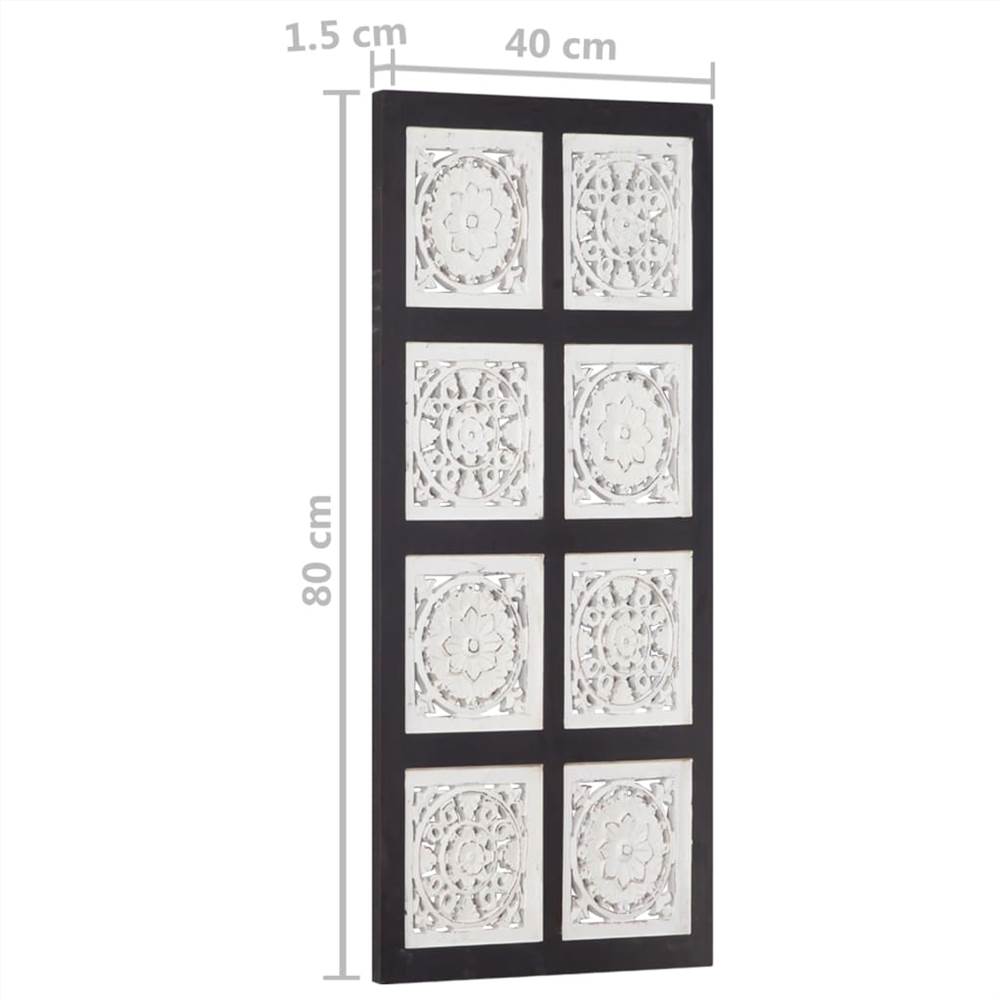 Hand-Carved Wall Panel MDF 40x80x1.5 cm Black and White