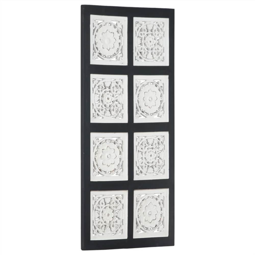 Hand-Carved Wall Panel MDF 40x80x1.5 cm Black and White