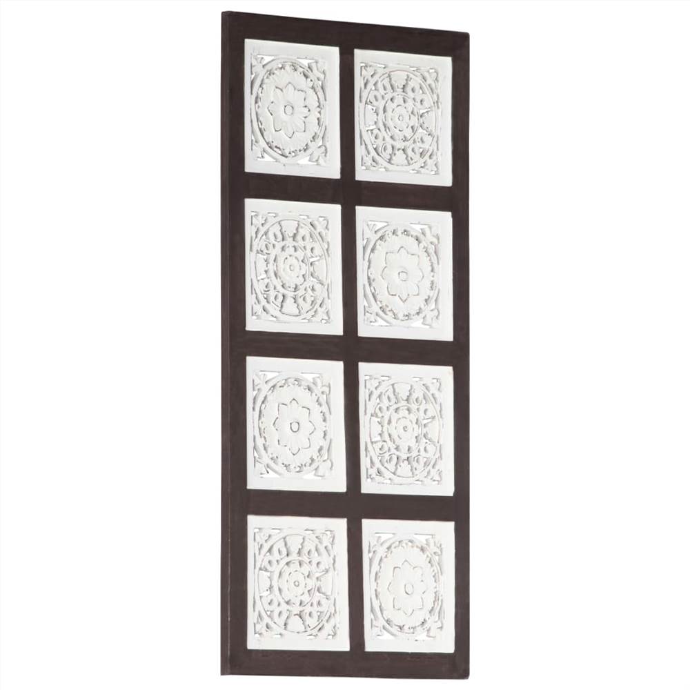Hand-Carved Wall Panel MDF 40x80x1.5 cm Brown and White