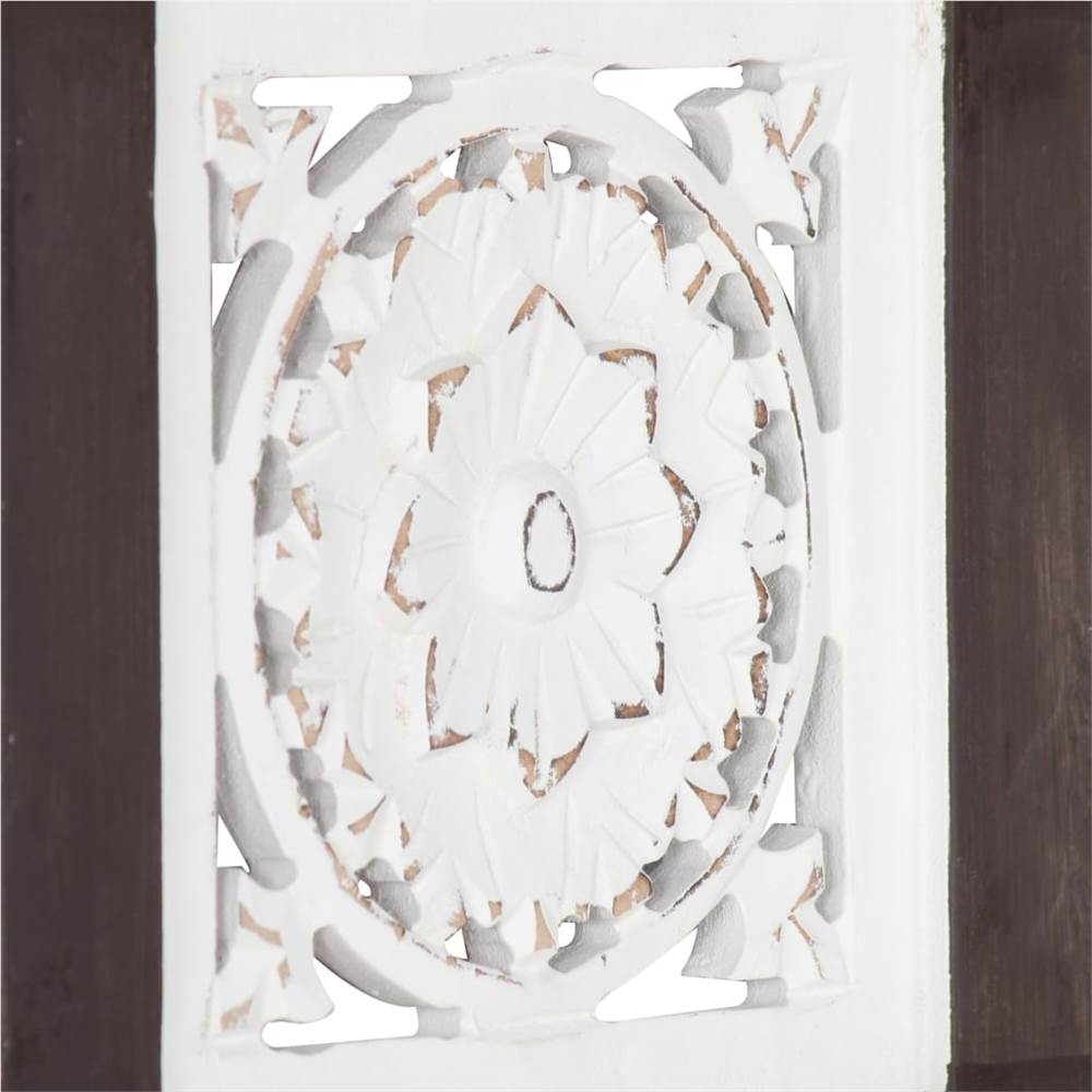Hand-Carved Wall Panel MDF 40x80x1.5 cm Brown and White