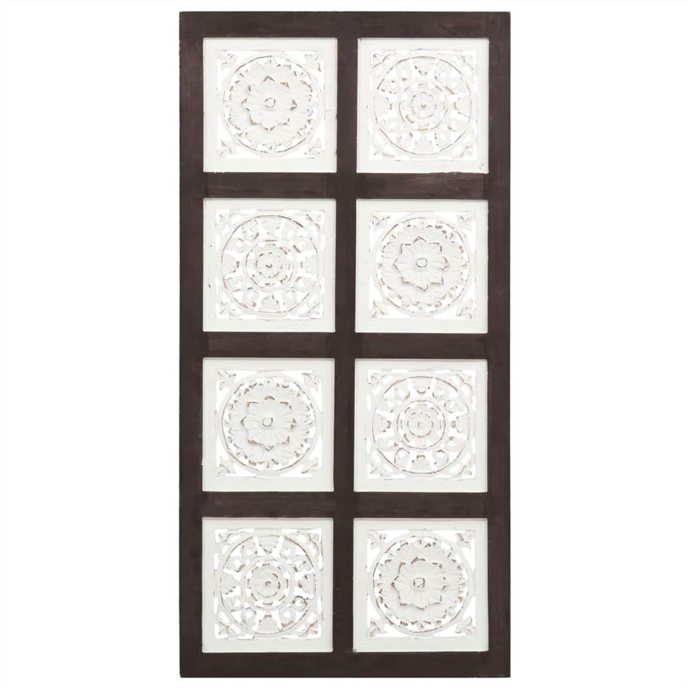 Hand-Carved Wall Panel MDF 40x80x1.5 cm Brown and White