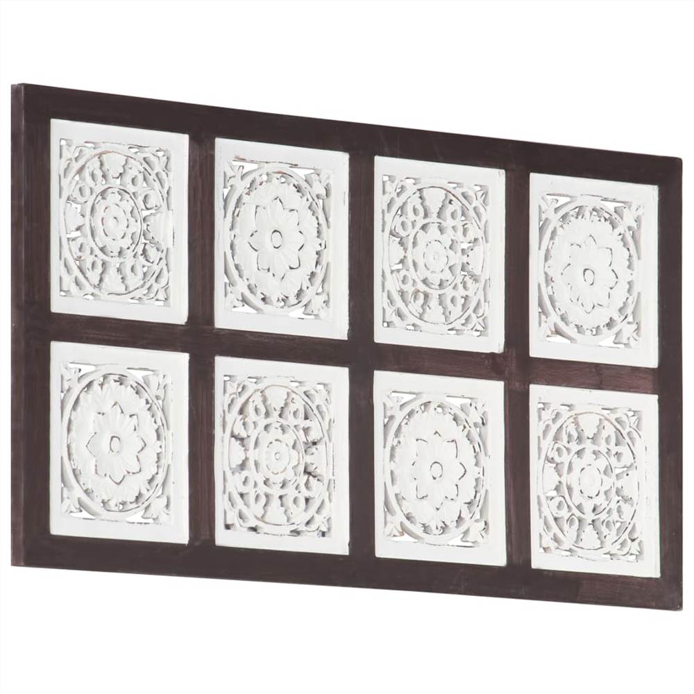 Hand-Carved Wall Panel MDF 40x80x1.5 cm Brown and White