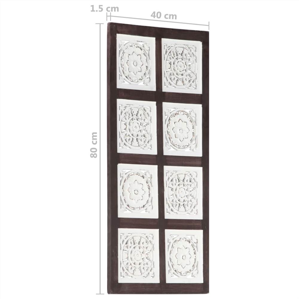 Hand-Carved Wall Panel MDF 40x80x1.5 cm Brown and White