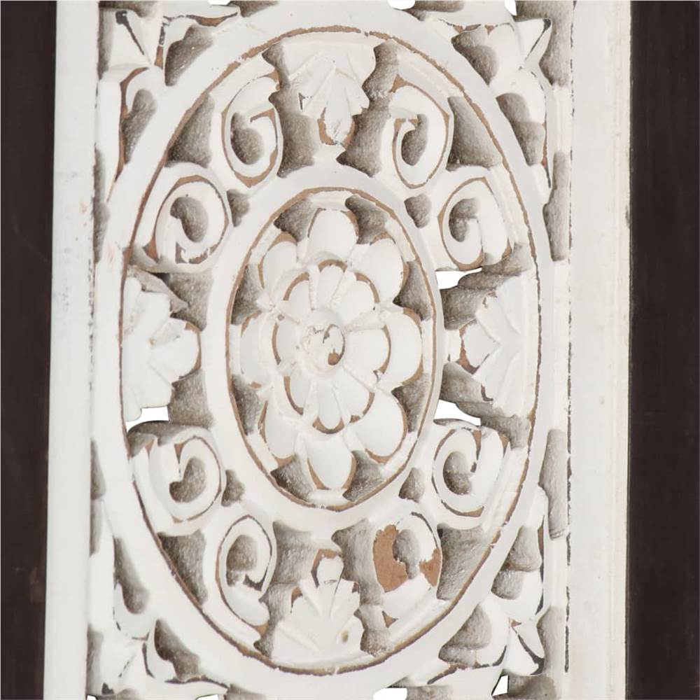 Hand-Carved Wall Panel MDF 60x60x1.5 cm Brown and White