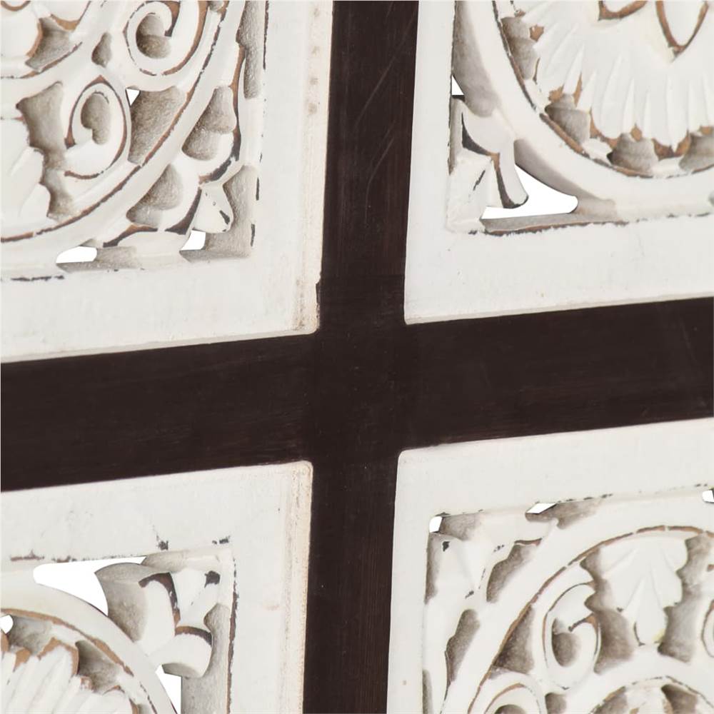 Hand-Carved Wall Panel MDF 60x60x1.5 cm Brown and White