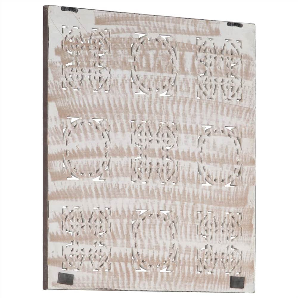 Hand-Carved Wall Panel MDF 60x60x1.5 cm Brown and White