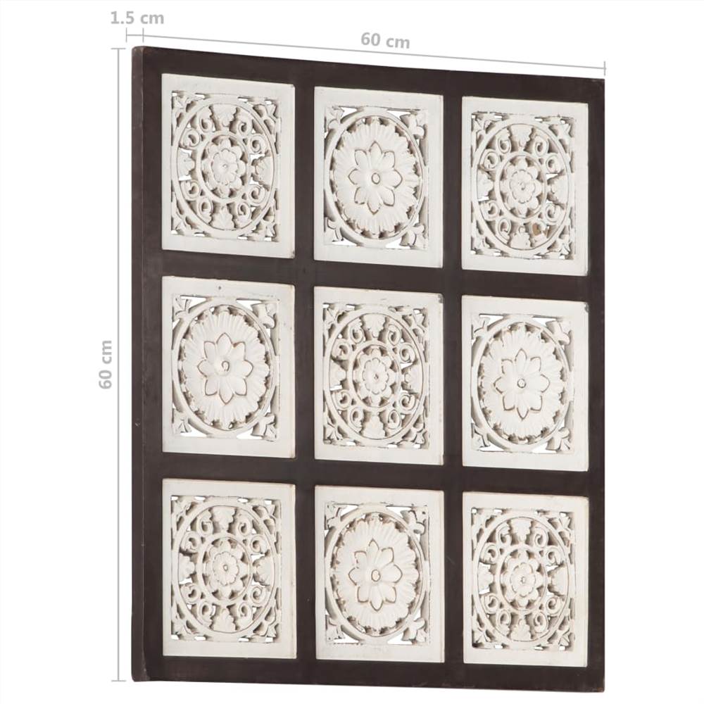 Hand-Carved Wall Panel MDF 60x60x1.5 cm Brown and White