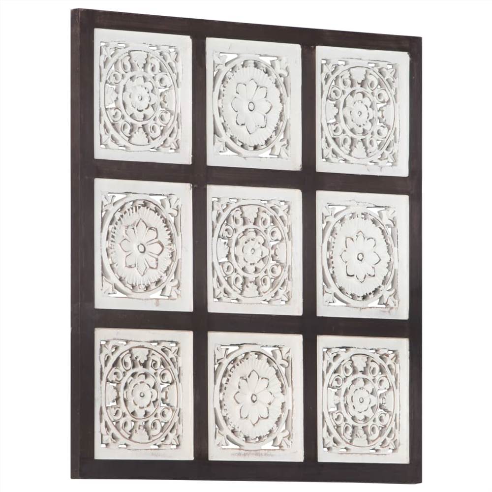 Hand-Carved Wall Panel MDF 60x60x1.5 cm Brown and White