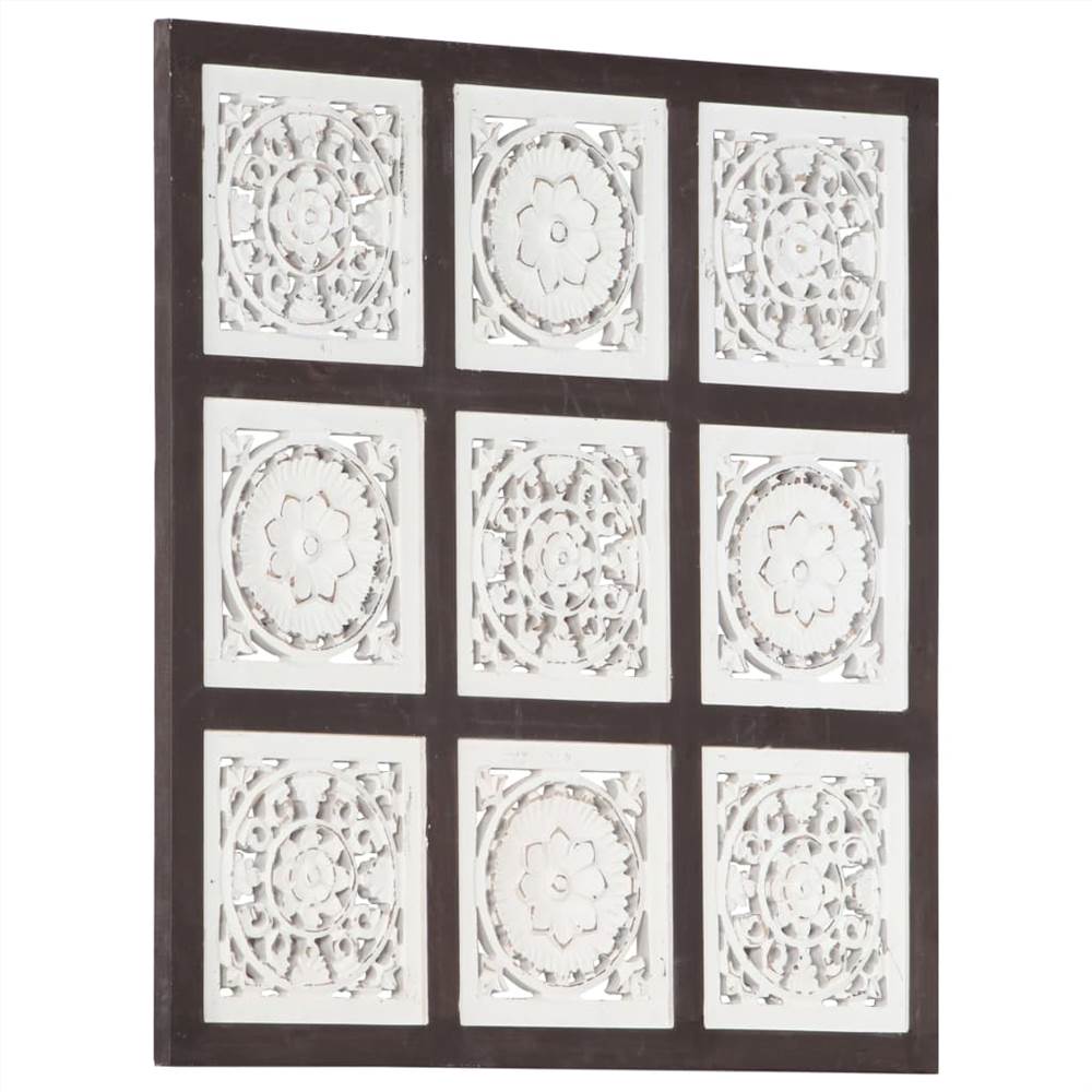Hand-Carved Wall Panel MDF 60x60x1.5 cm Brown and White