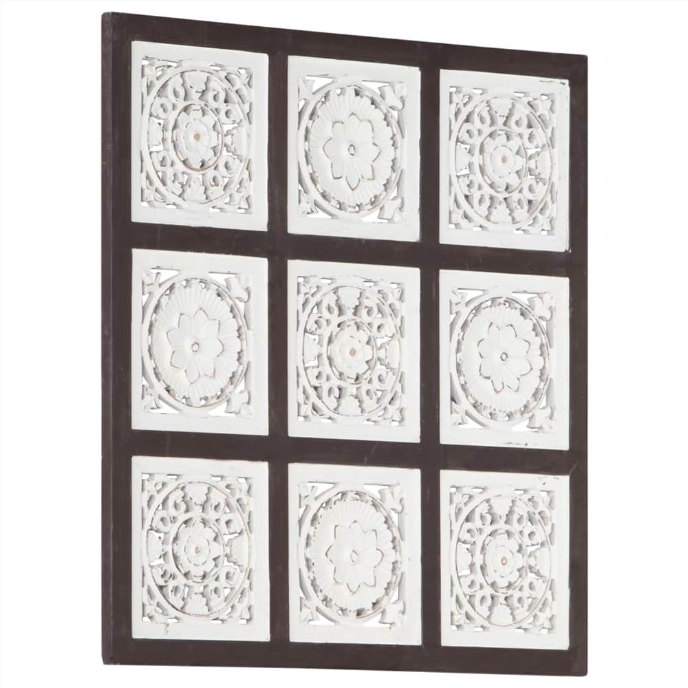 Hand-Carved Wall Panel MDF 60x60x1.5 cm Brown and White