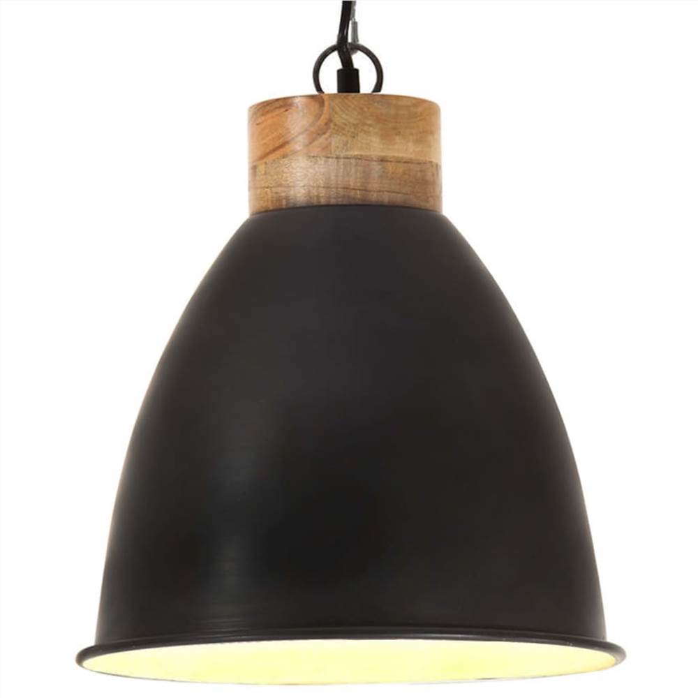 

Industrial Hanging Lamp Black Iron & Solid Wood 35 cm E27