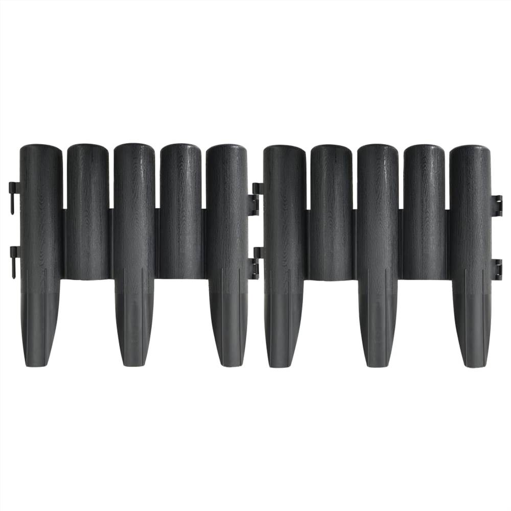 Lawn Edgings 36 pcs Anthracite 10 m PP