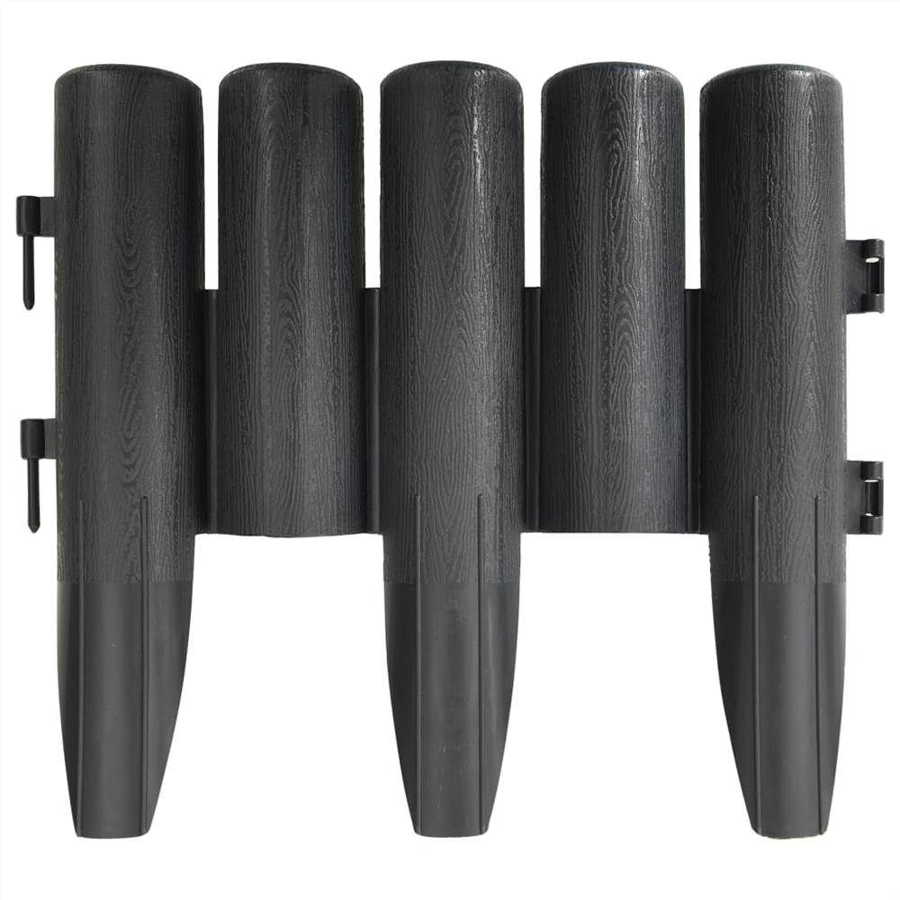 Lawn Edgings 36 pcs Anthracite 10 m PP