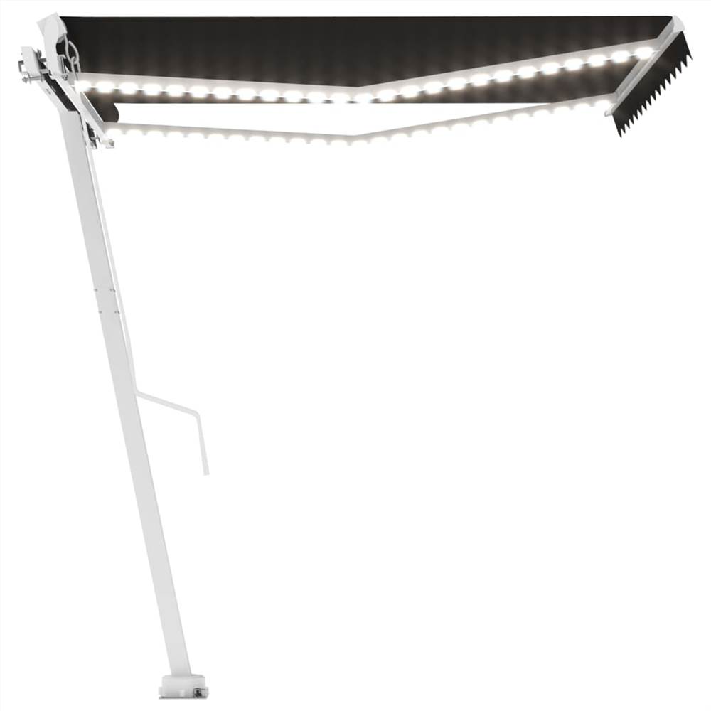 Manual Retractable Awning with LED 350x250 cm Anthracite