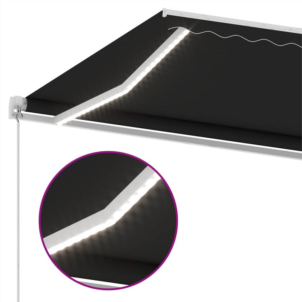 Manual Retractable Awning with LED 350x250 cm Anthracite