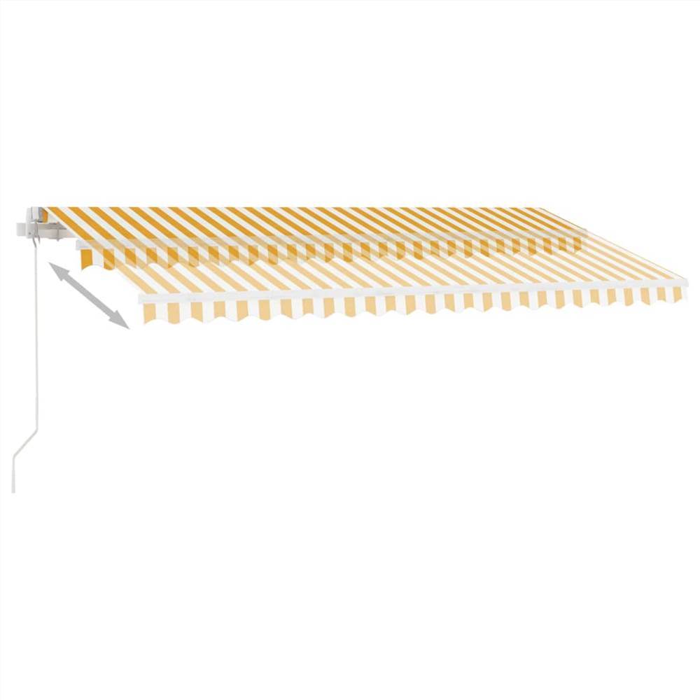 Manual Retractable Awning with LED 450x300 cm Yellow and White