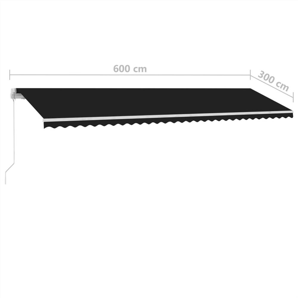 Manual Retractable Awning with LED 600x300 cm Anthracite