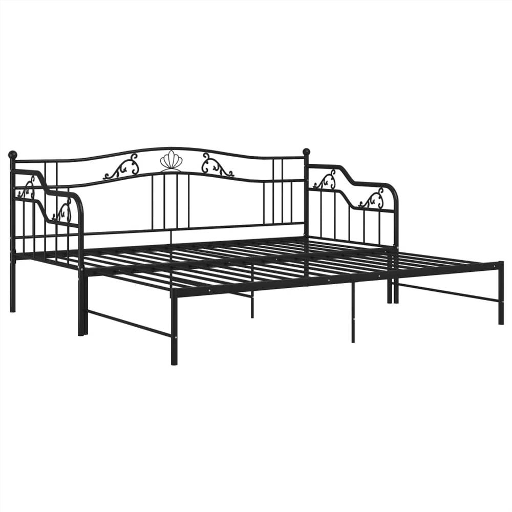 Pull-out Sofa Bed Frame Black Metal 90x200 cm