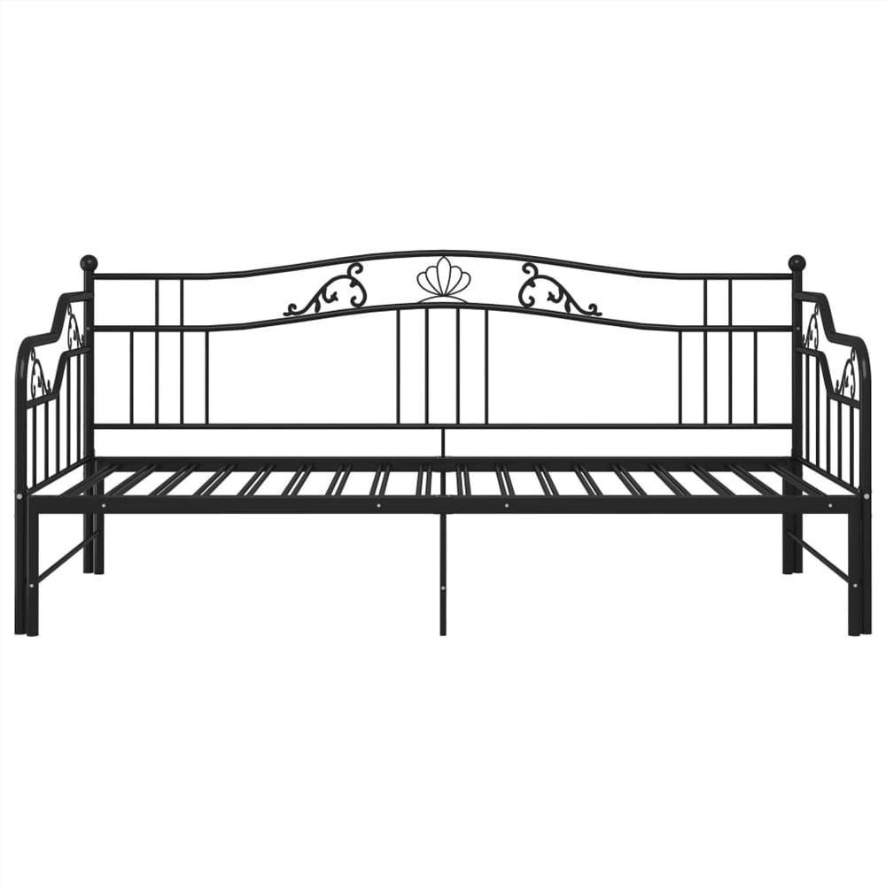 Pull-out Sofa Bed Frame Black Metal 90x200 cm