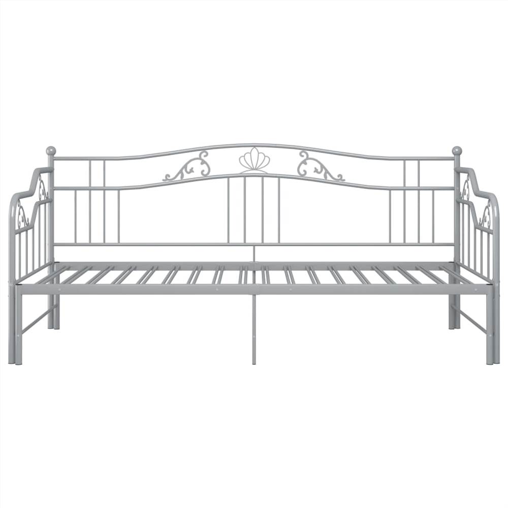 Pull-out Sofa Bed Frame Grey Metal 90x200 cm