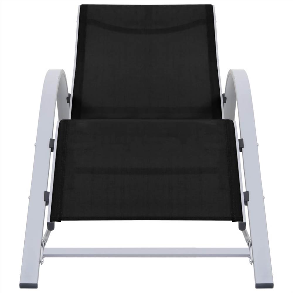 Sun Loungers 2 pcs with Table Aluminium Black