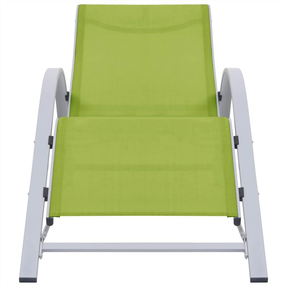 Sun Loungers 2 pcs with Table Aluminium Green