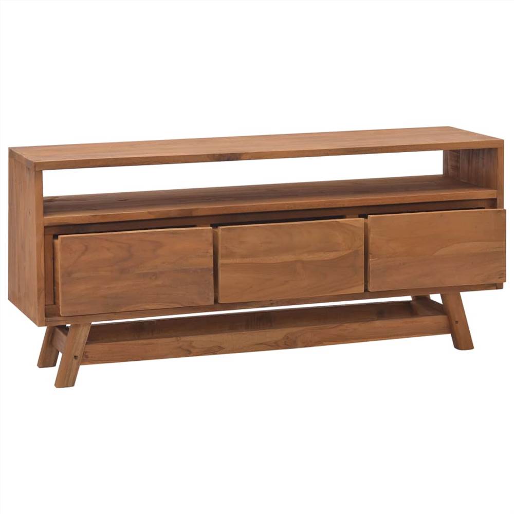 TV Cabinet 110x30x50 cm Solid Teak Wood