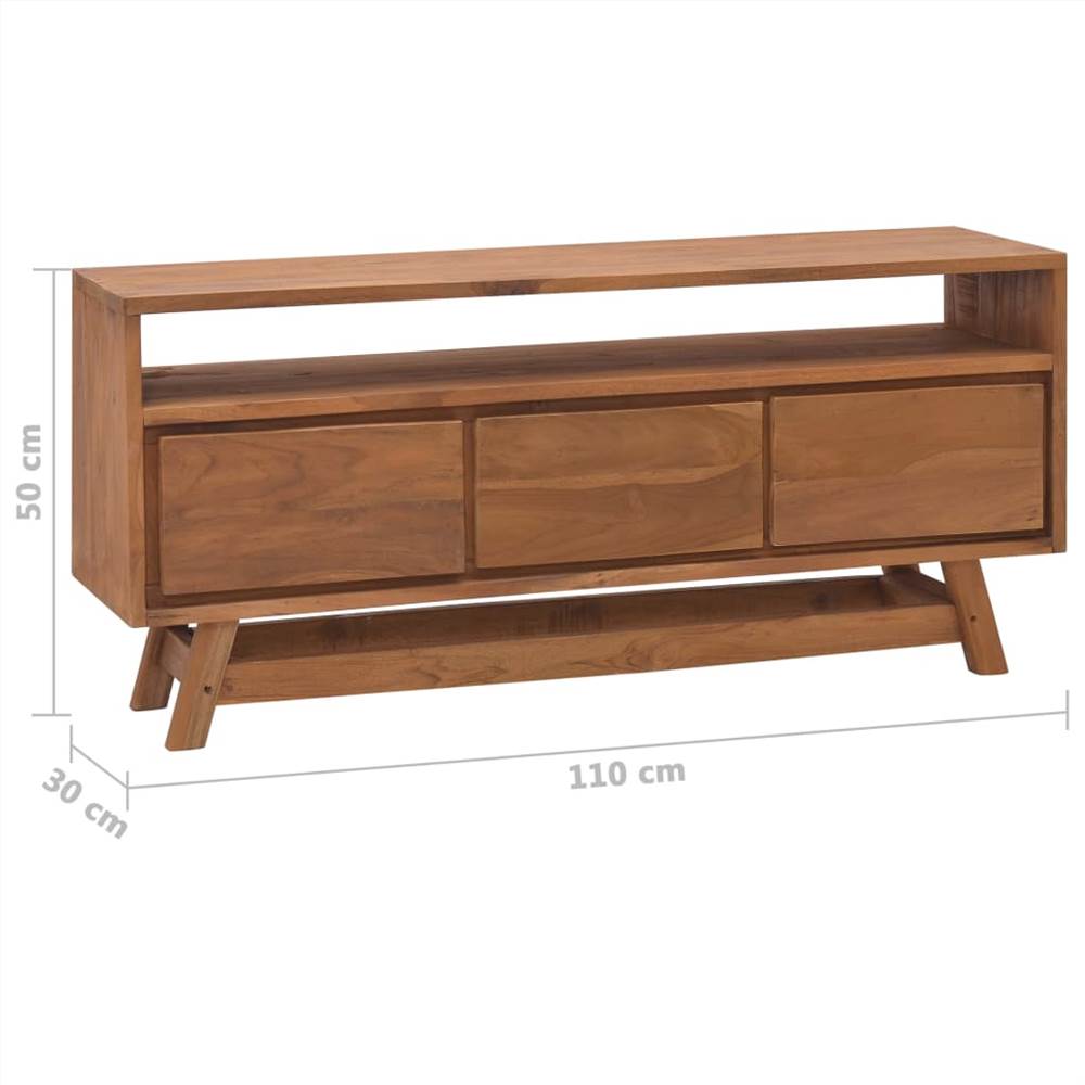 TV Cabinet 110x30x50 cm Solid Teak Wood