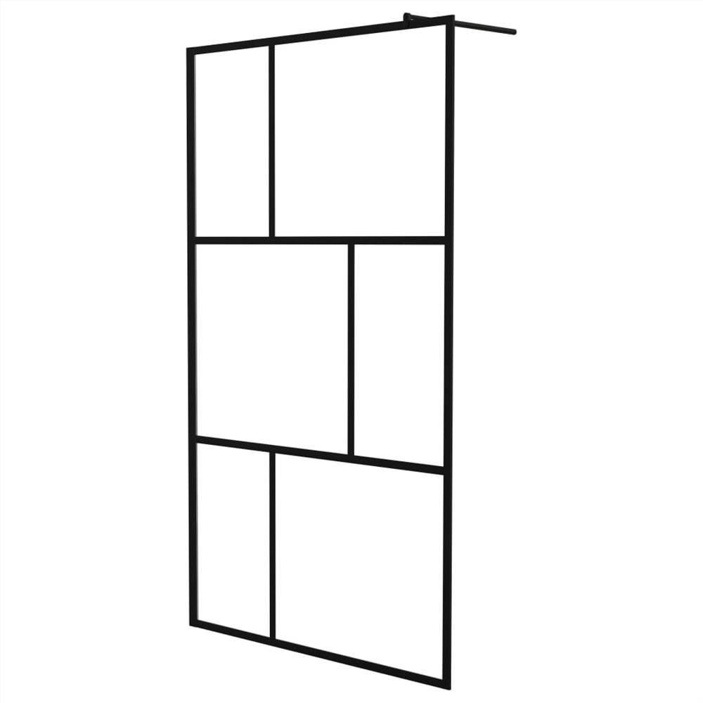 Walk-in Shower Wall with Tempered Glass Black 115x195 cm