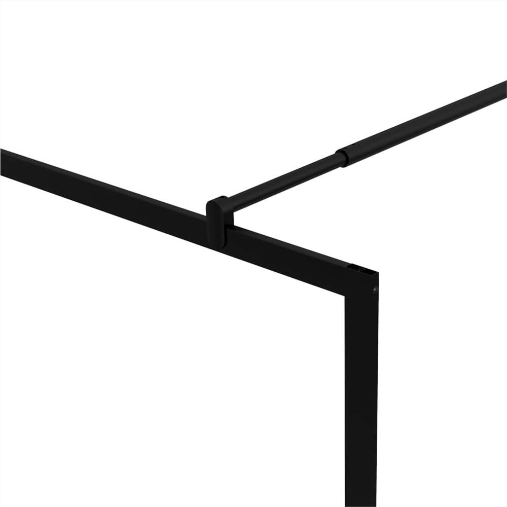 Walk-in Shower Wall with Tempered Glass Black 115x195 cm