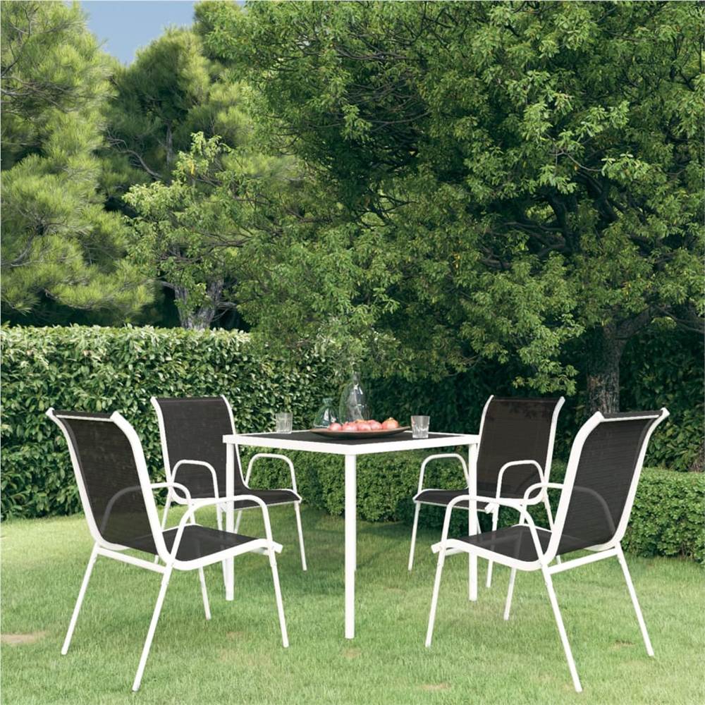 5 Piece Outdoor Dining Set Steel Black