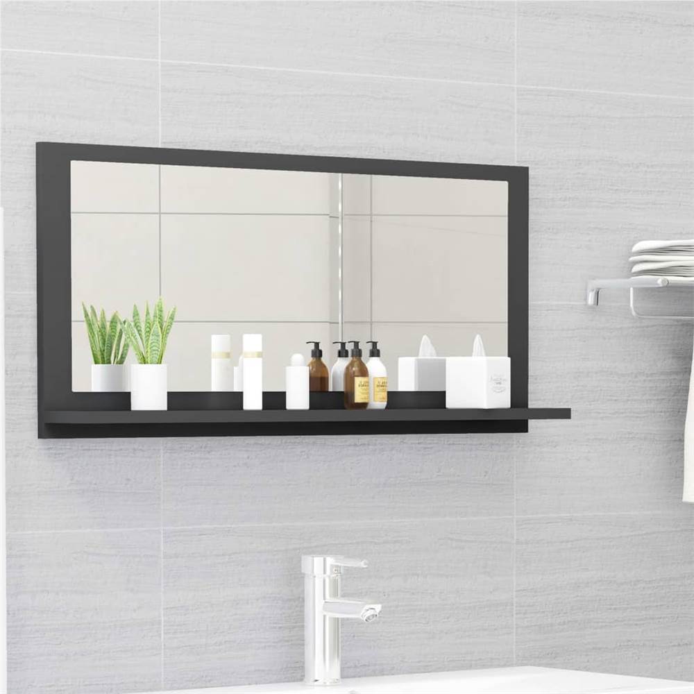 Bathroom Mirror Grey 80x10.5x37 cm Chipboard