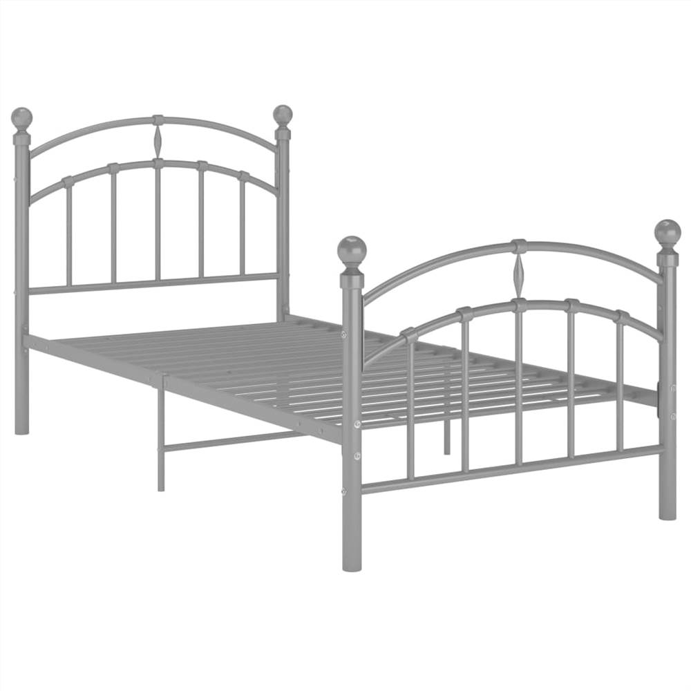 Bed Frame Grey Metal 100x200 cm