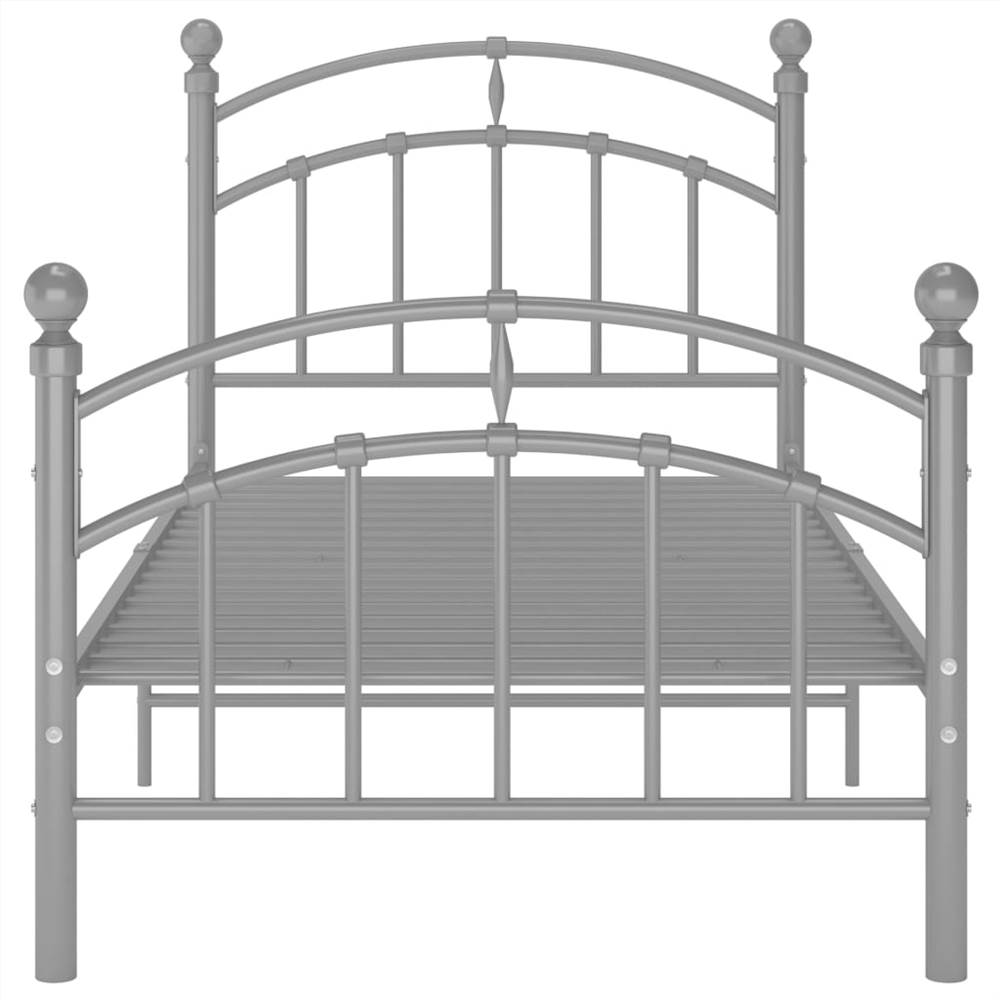 Bed Frame Grey Metal 100x200 cm