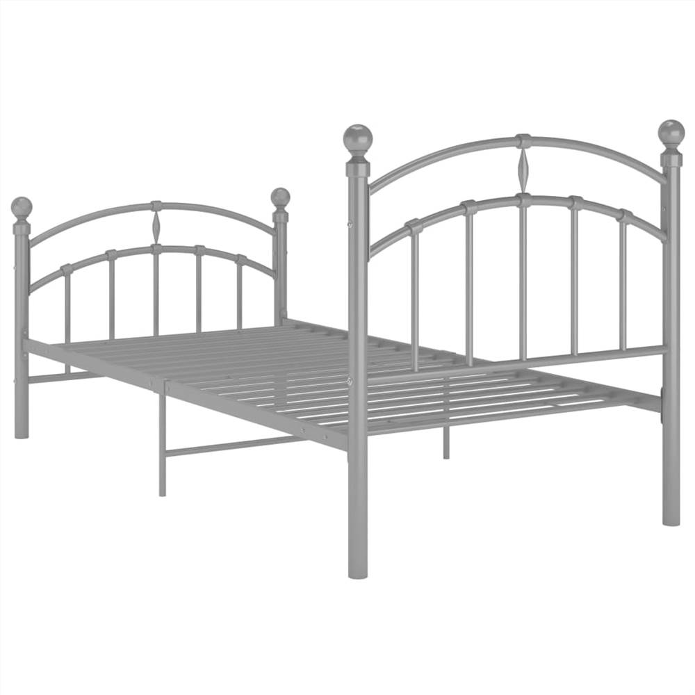 Bed Frame Grey Metal 100x200 cm