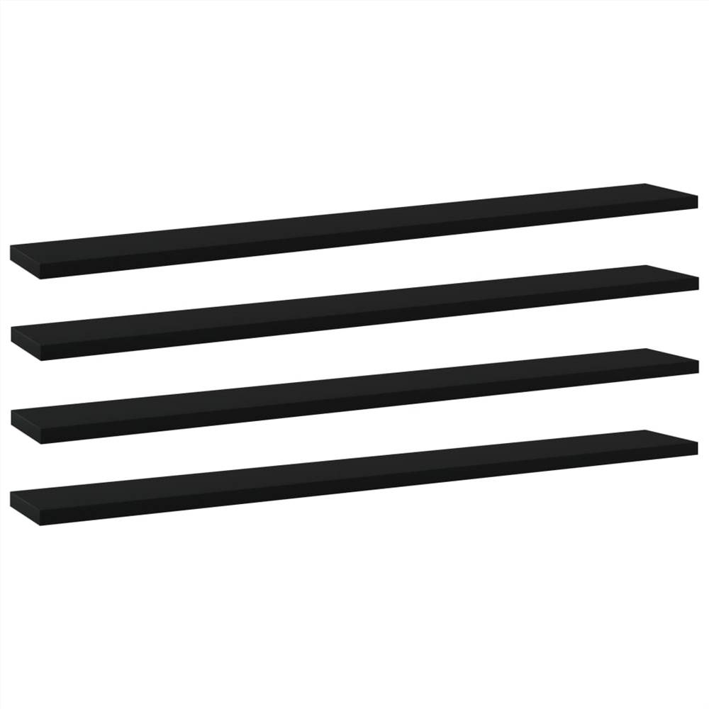 Bookshelf Boards 4 pcs Black 80x10x1.5 cm Chipboard