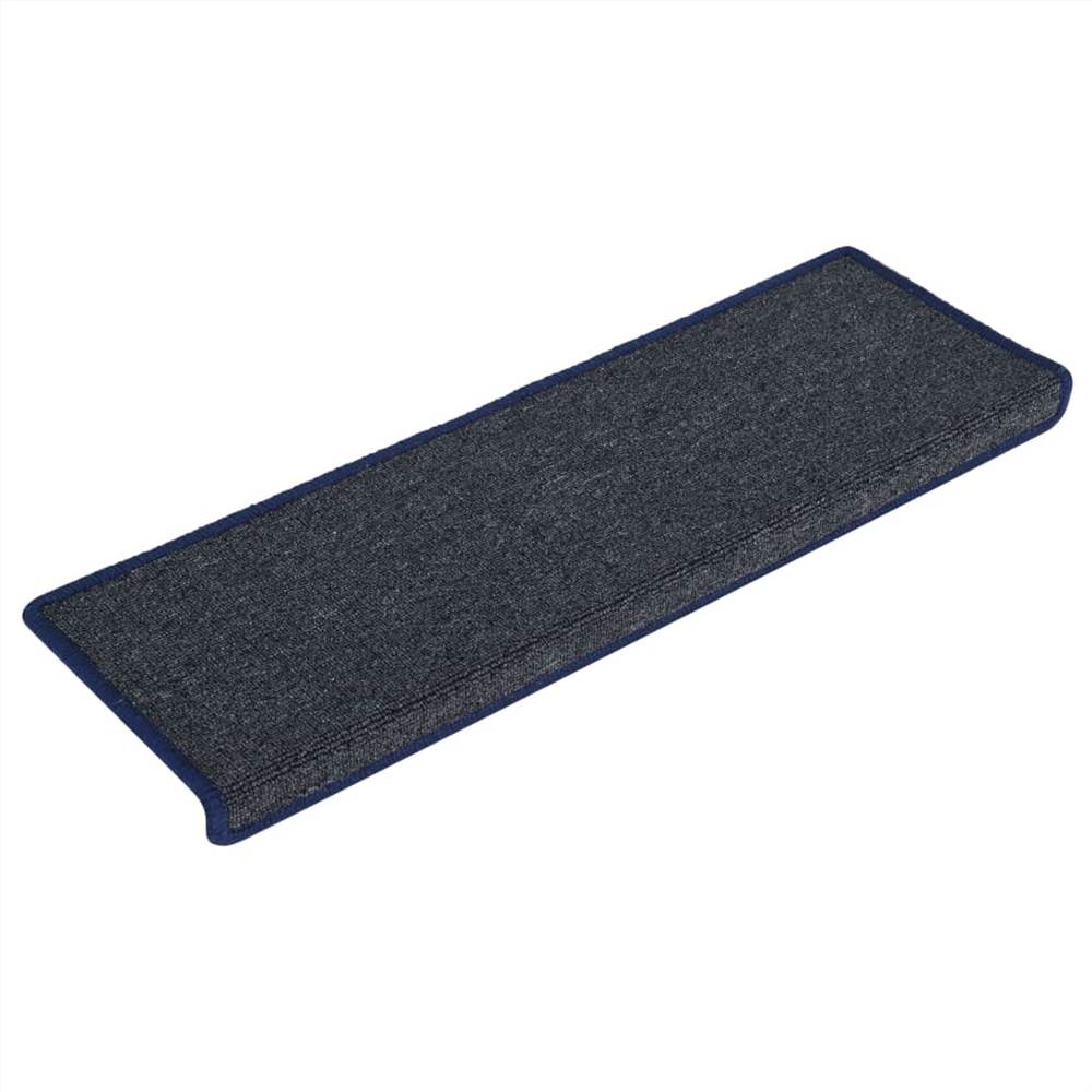 Carpet Stair Treads 15 pcs 65x25 cm Grey and Blue