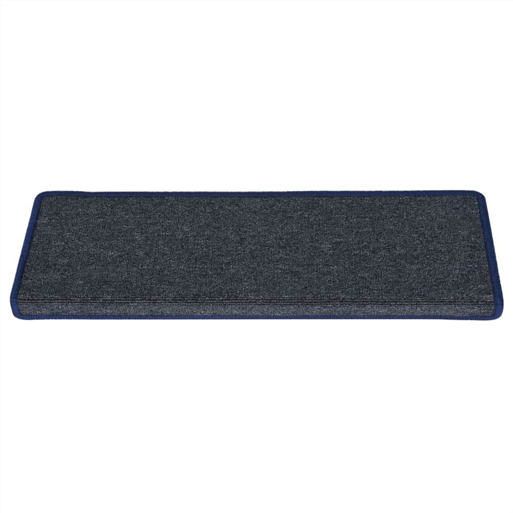 Carpet Stair Treads 15 pcs 65x25 cm Grey and Blue