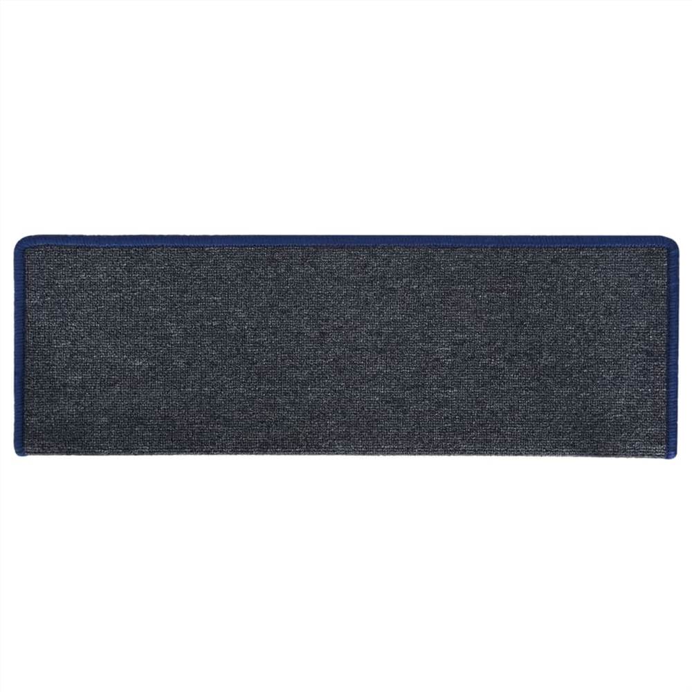 Carpet Stair Treads 15 pcs 65x25 cm Grey and Blue
